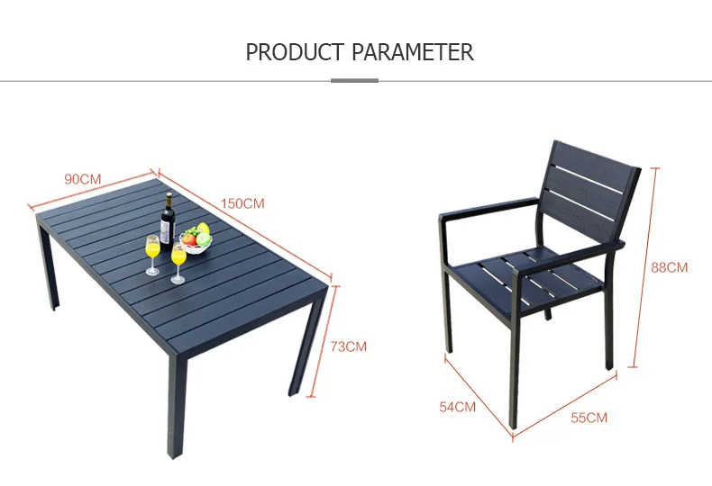 6 Chair 1 Rectangular Table Plastic Wood Garden Furniture Outdoor Sets