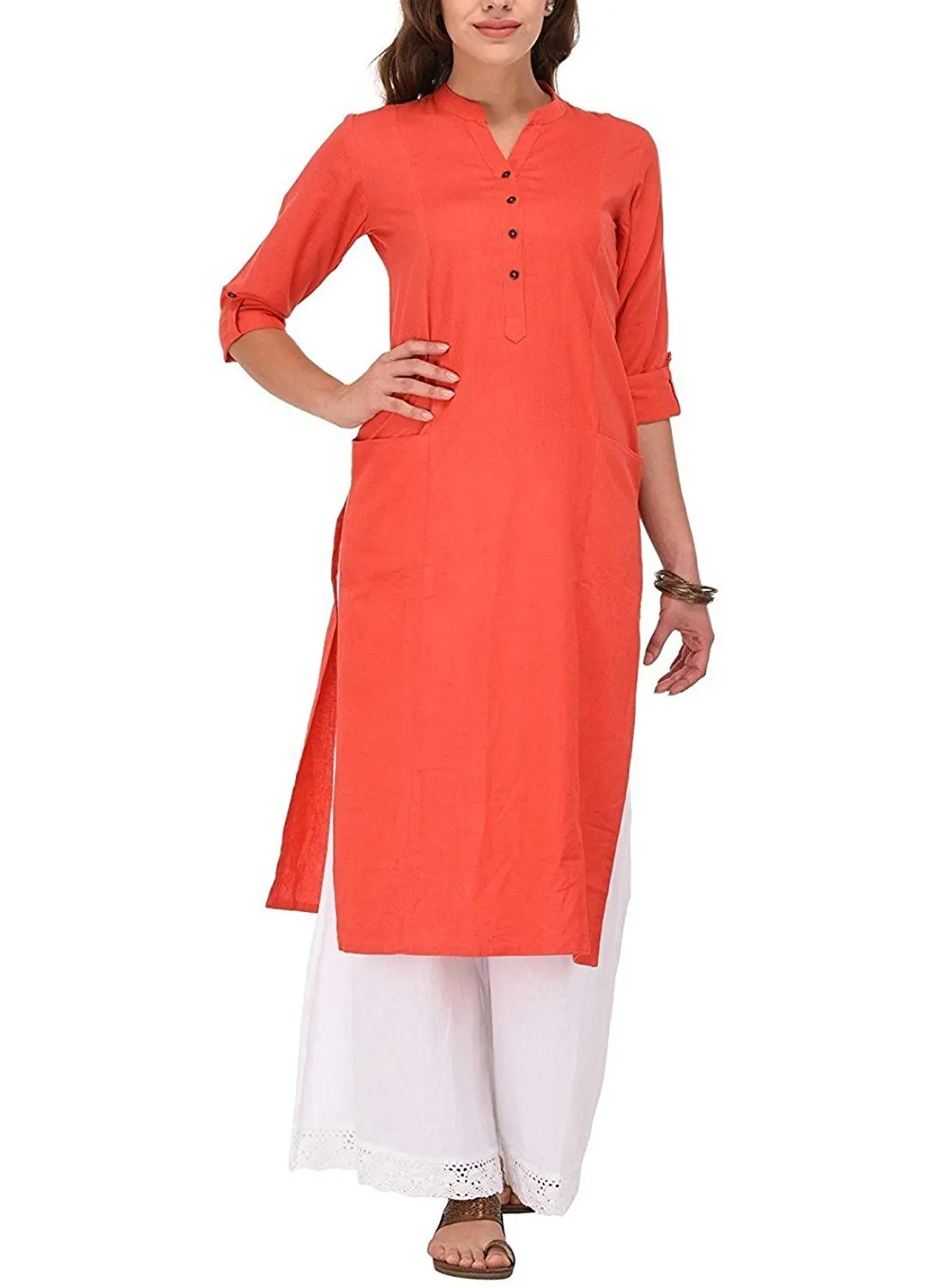plain cotton kurti neck design