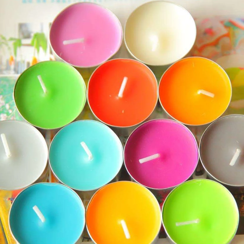 rainbow colored top selling natural soy wax tealight candle