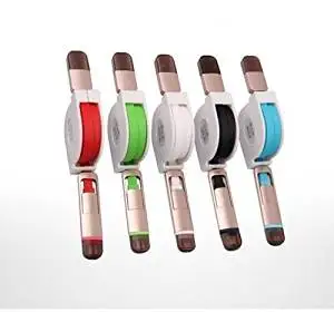 MI-PRO 5 PECES! 3FT 2 in 1 RETRACTABLE Lightning and Micro USB Charging Cord Data Cable for iPhone 6s,6s+,6,6Plus,5,5S,5C,iPad/iPod,Samsung Galaxy,HTC(RANDOM COLOR)