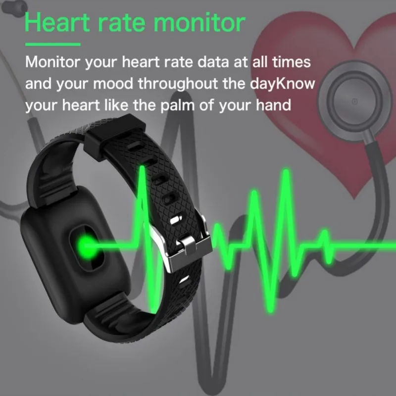 116 Plus Smart Watch Big Screen Heart Rate Monitor Blood Pressure Blood