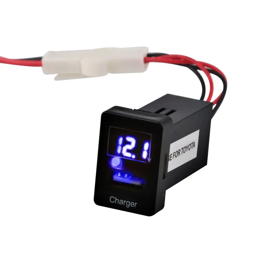 VANJING Dual USB Charger + Audio Voltmeter Tester 1.9ft Wiring and Fuse USB Power Socket