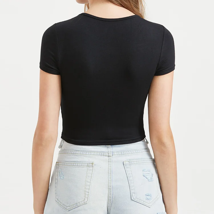 Wholesale Custom Slim Fit Crop Top Women Cotton Blank Fitness Tshirt ...