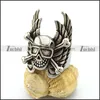 Latest Design Silver Delicate Engraved Ledge Crossbones Skull with Spread Wings Finger Ring