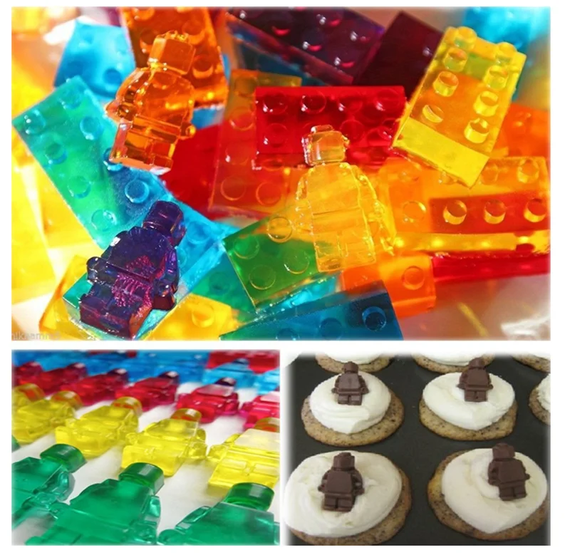 Silicone Minifigureとbuilding Blocks Chocolate Candy型、robotとblock Jello Shots Mold、jelly Mold