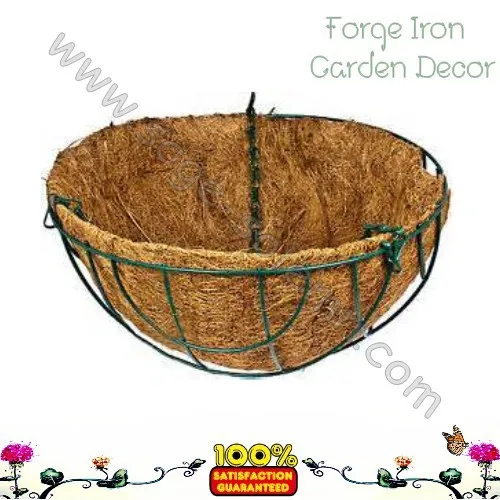 Wholesale Coconut Fiber Hanging Flower Basket,Cheap Wrought Iron