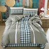 Luxury fancy grid queen gray bedspread sets bed duvet covers