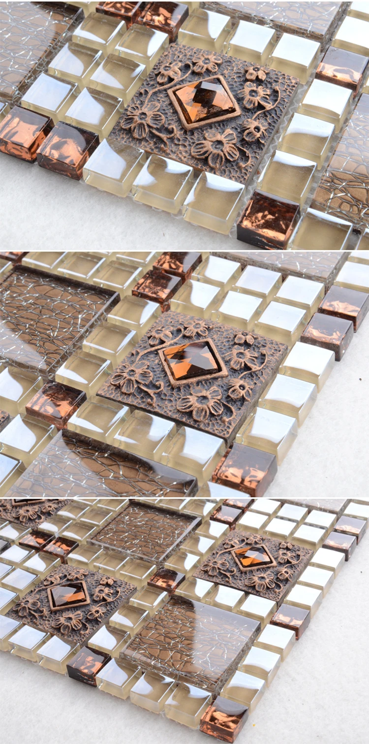 European style erin adams brown backsplash mosaic tile glass