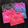 Free Shipping Women Yoga Shirts With Bra Pads Elastic Breathable Quick Dry Running Shirts Gym Fitness