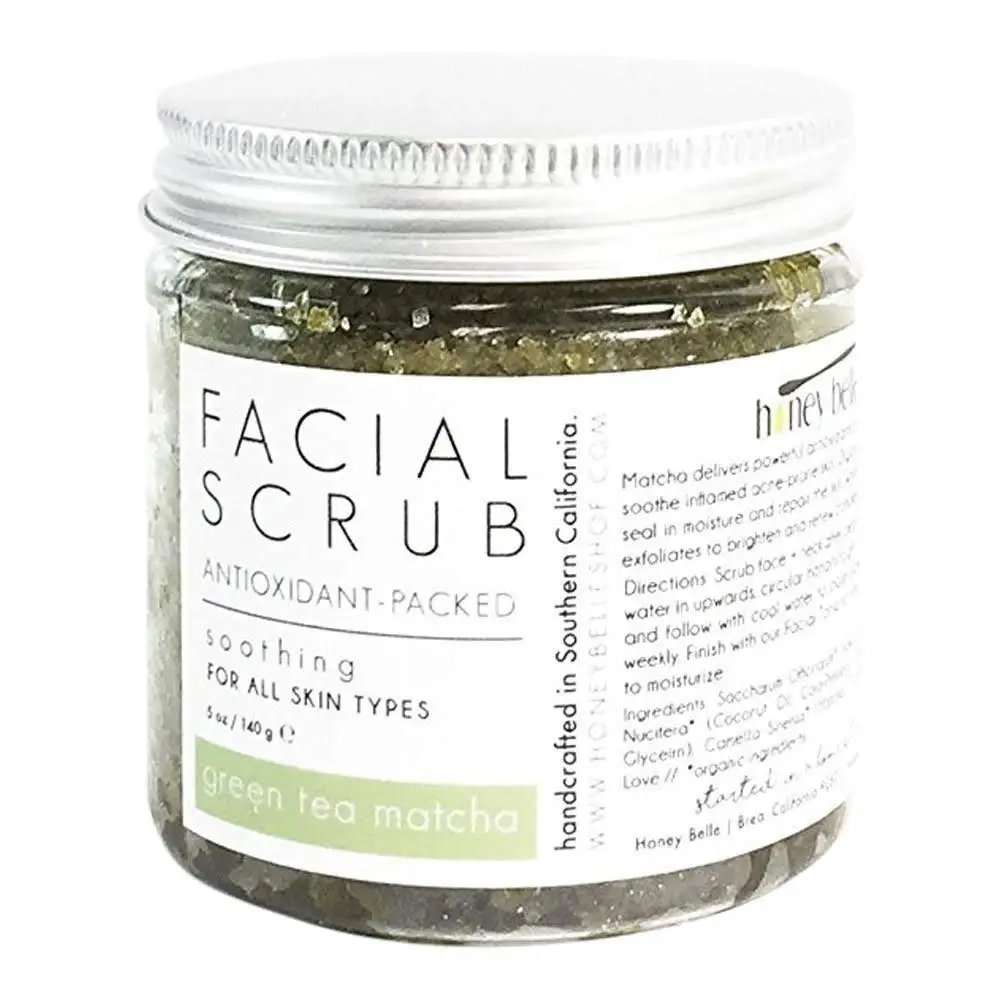 All Natural Green Tea Detox Face Scrub | 100% Organic Facial Scrubs | Exfoliate, Hydrate, Moisturize All Skin Types | For Blemishes & Blackheads, and the Best Exfoliating Sugar - By Honey Belle