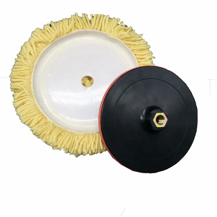 Hook And Loop Backing 7inch Car Polishing Twisted Wool Pads Buffing Pad