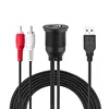 LBT 2019 High Quality Car Dashboard Flush Mount 3.5mm Audio / USB Port to USB Male 2RCA Plug Cable for Car Dash Mount