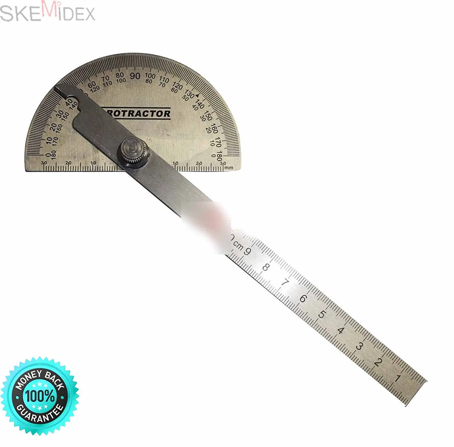 Starrett C12-12-4R W//SLC Non-reversible Bevel Protractor With Black Wrinkle Finish 4R Graduation 0-180 Degree 12 Size 12 Size
