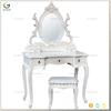 shabby chic european style white dressing table with drawers