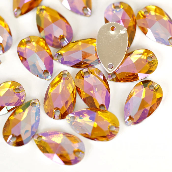 OLeeya Hot Sale 13*17mm Resin Crystal AB Cosmic Stones Flat Back Sew on Rhinestones for Garment