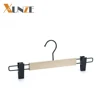 High quality custom display trousers lotus wooden bottom clips pants hangers