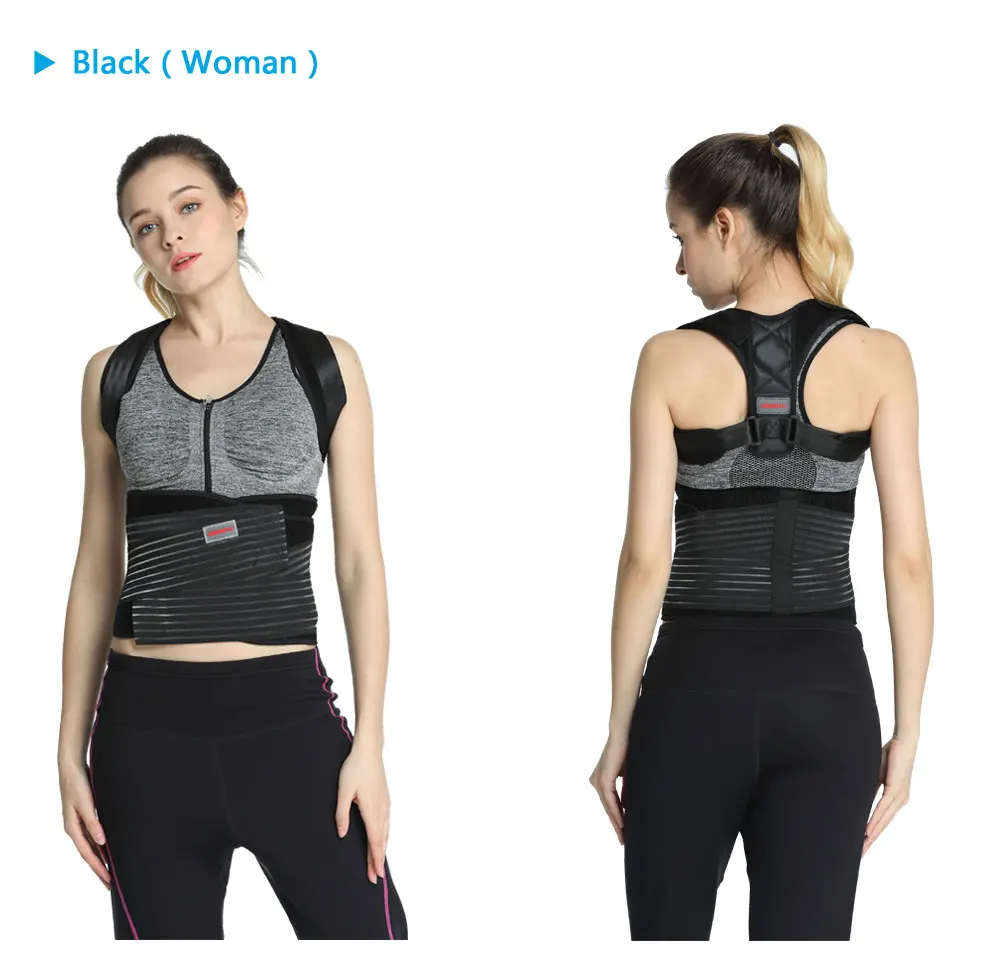 Udoarts Ajustável Back Support Posture Corrector Brace Com Talas de Aço Removível