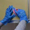 Natural food industry polyethylene PE gloves,medical examination TPE gloves disposable