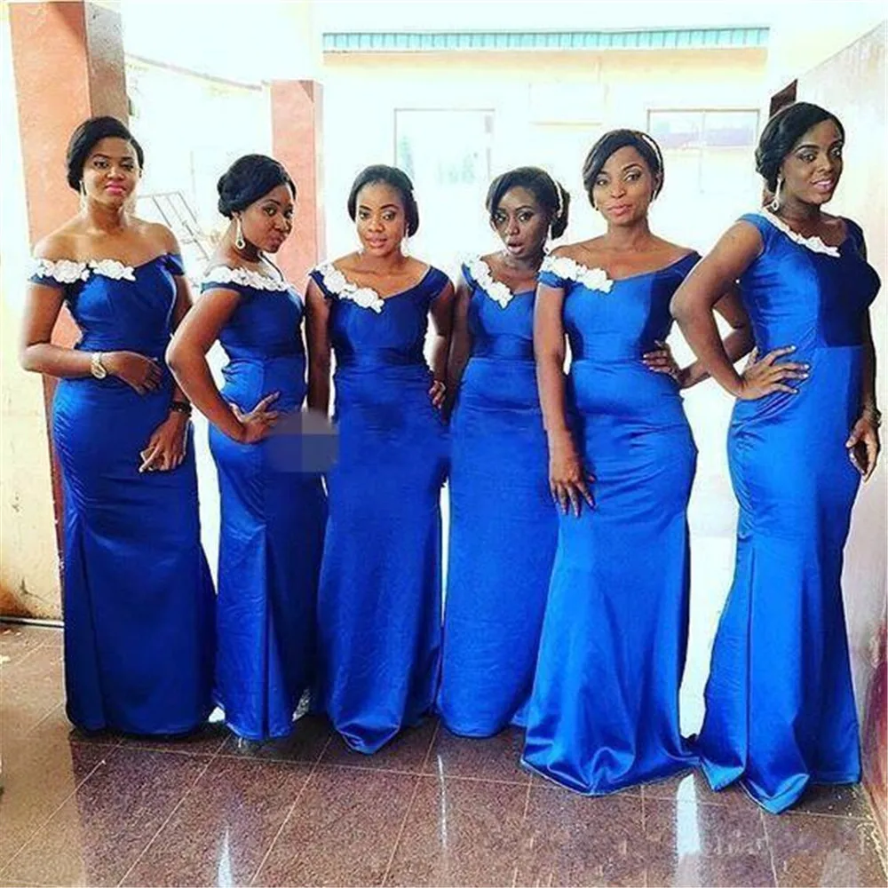 Blue Satin Bridesmaid Dresses