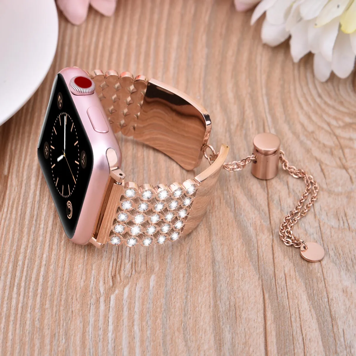 Fashion Luxury Bling Rhinestone Bangle Replacement Strap For Apple