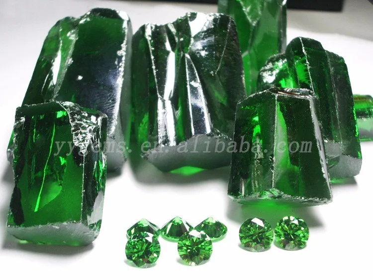 Uncut Rough Cubic Zirconia Material Raw Green Color Stone Price Per