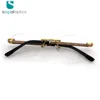 Italy designer fashion wood rimless optical frames for women
