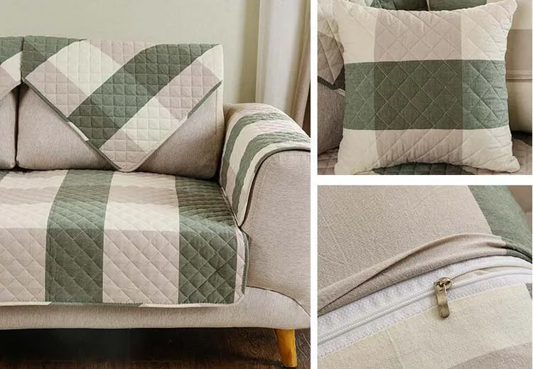Wholesale Plaid Cotton Quilted Anti Slip Headrest Cover For Sofa Buy