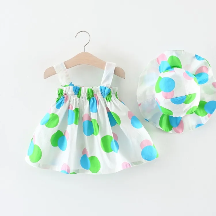 China child clothes factory wholesale child girls kids two pieces set dress and hat