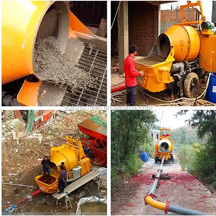15 mm aggregate Electric Piston mobile concrete mixer with pump ...