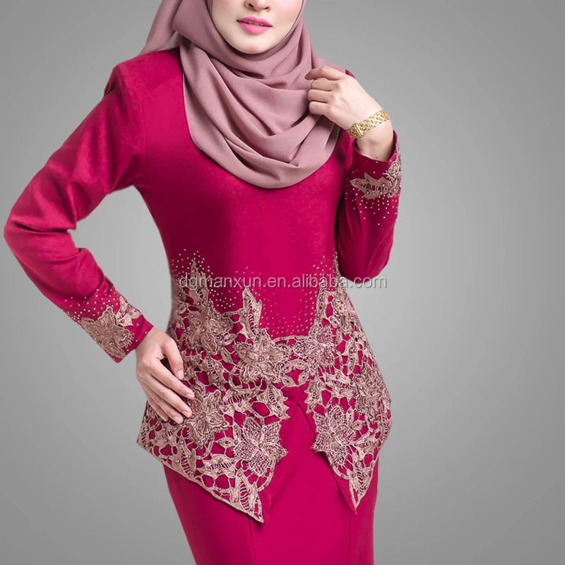 Wholesale Online Luxury Fashion Lace Baju Kurung Latest Designs Beading