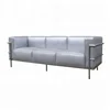 modern 3 seater PU leather sofa silver color LC3 sofa