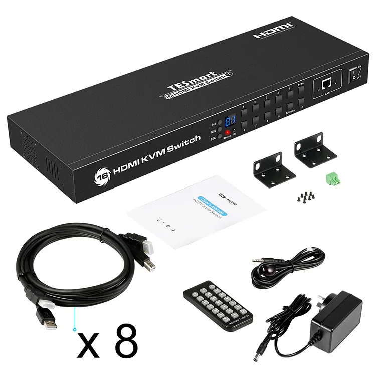 Usb2.0 16x1 Port Kvm Switch With 19" Screen Server Rack Kvm For Project