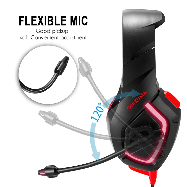 ONIKUMA K1 Wired Gaming Headphones with Microphone Mic for Computer Best PC Gamer Headset Game Casque Heavy Bass Stereo Earphone