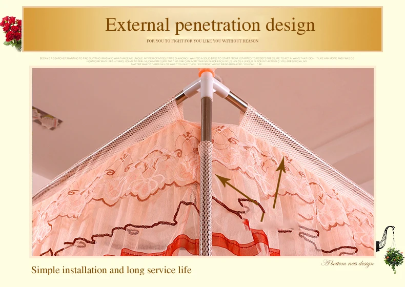 Long lasting durable lace design u shape home indoor family environmental friendly mosquito bed net