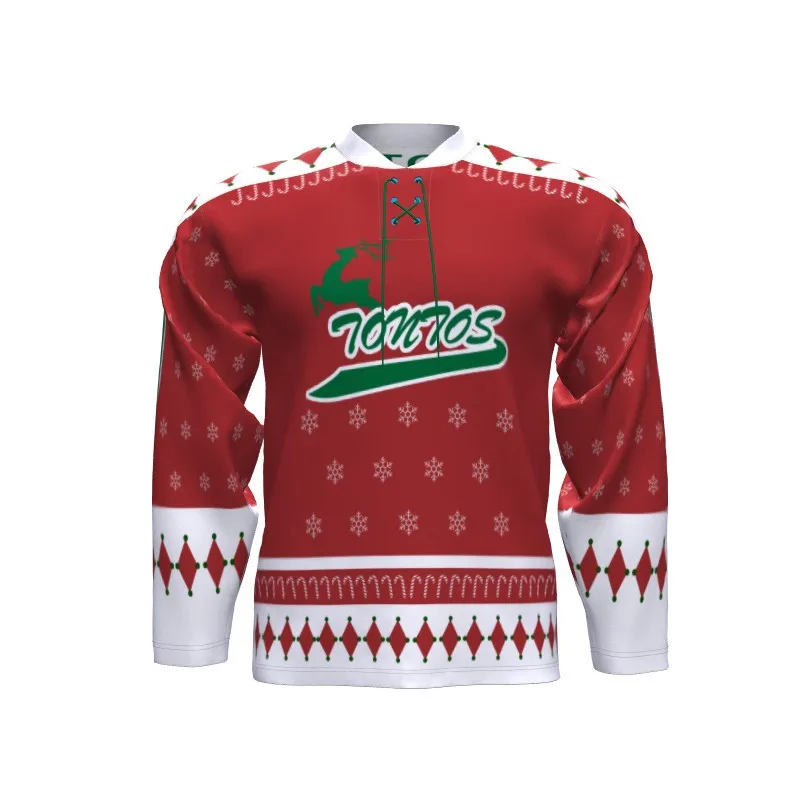 Wholesale Custom Christmas Design Ice Hockey Jersey Can Print Your Logo