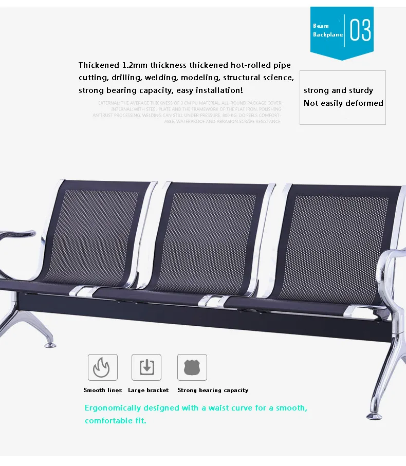 WCM-C503 Hospital seating public place 3 seater medical waiting chair