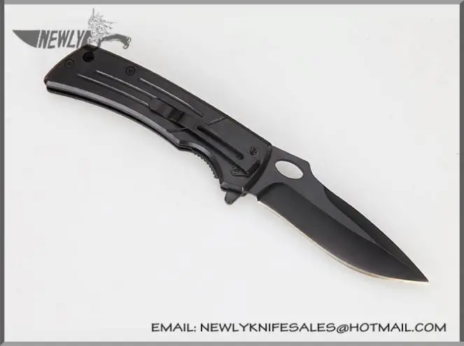 Outdoor Camping Grey Titanium Blade Folding Knife 440C