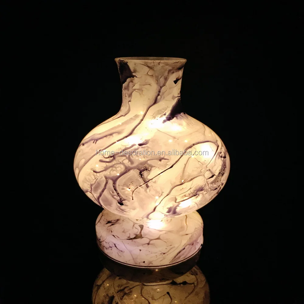 led lights in glass vase