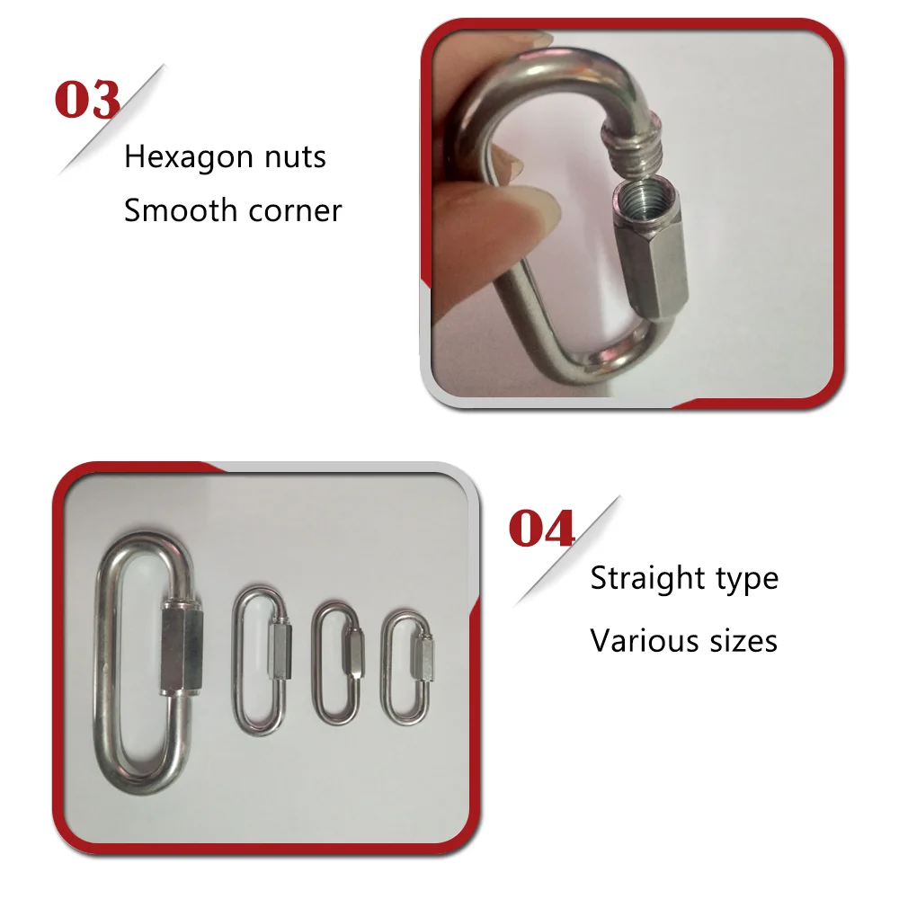 BT-508 5*50mm Stainless Steel 304 Stainless Wide Jaw Straight Quick Link MAILLON RAPIDE