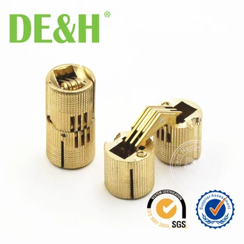 X2 Tiny dissimulée invisible integral Baril Charnière 5x19mm maison de poupées en laiton H004