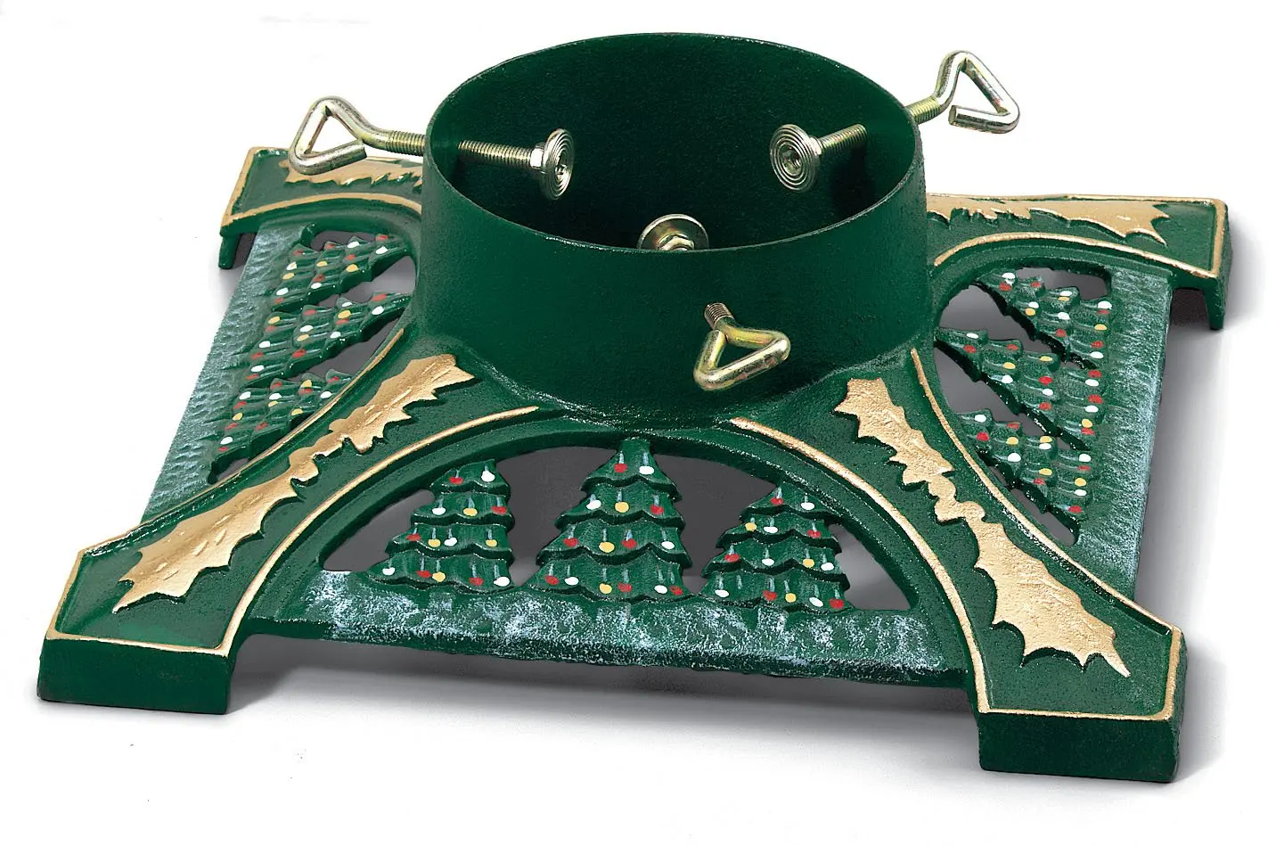 Jack-Post Cast Iron Decorated Green Powder-Coated Christmas Tree Stand for Trees Up to 9-Feet, 1.6-Quart Water Capacity