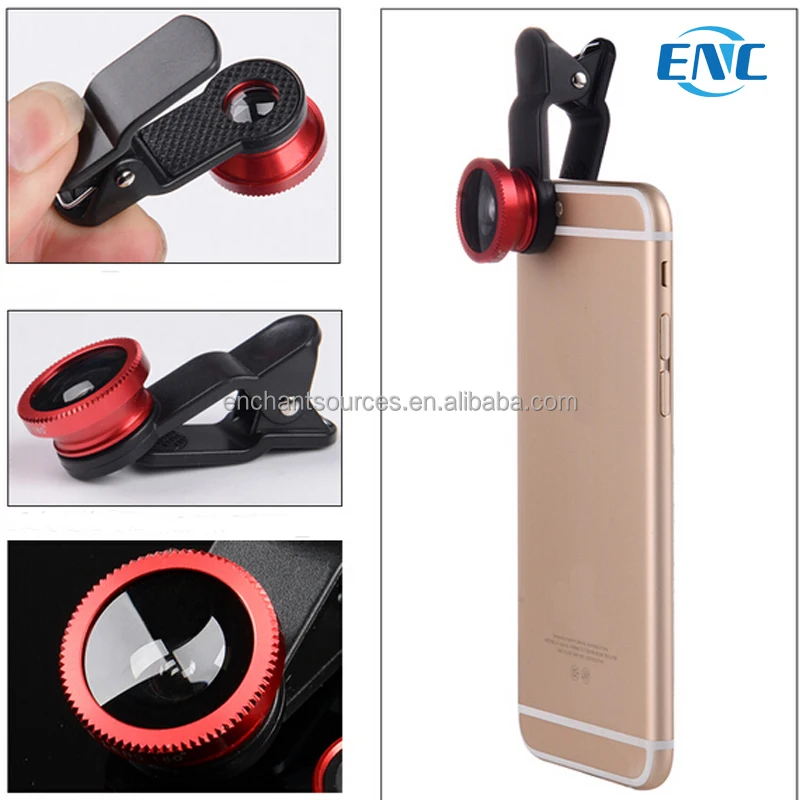 2016 New fashion 3 in 1 mobile phone lens fisheye wide angle micro lens for all smart phones