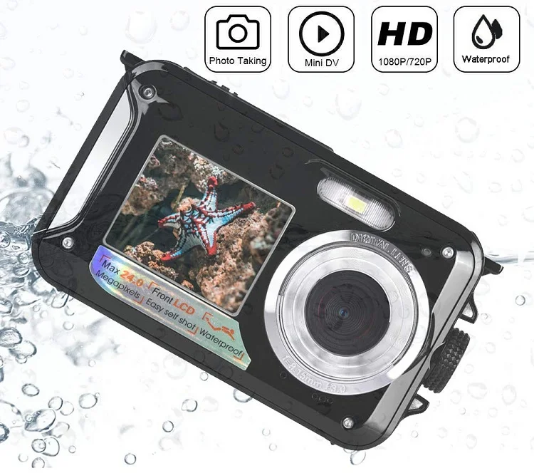 Full Hd 1080p Selfie Dual Screen Video Recorder 24mp Anti Shake
