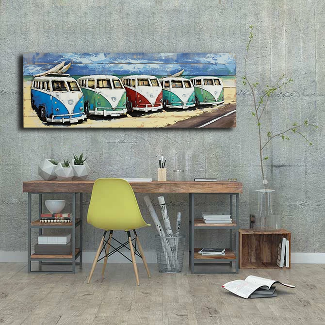 Enviomently Philippines Home Decor 3d School Bus Metal Wall Art