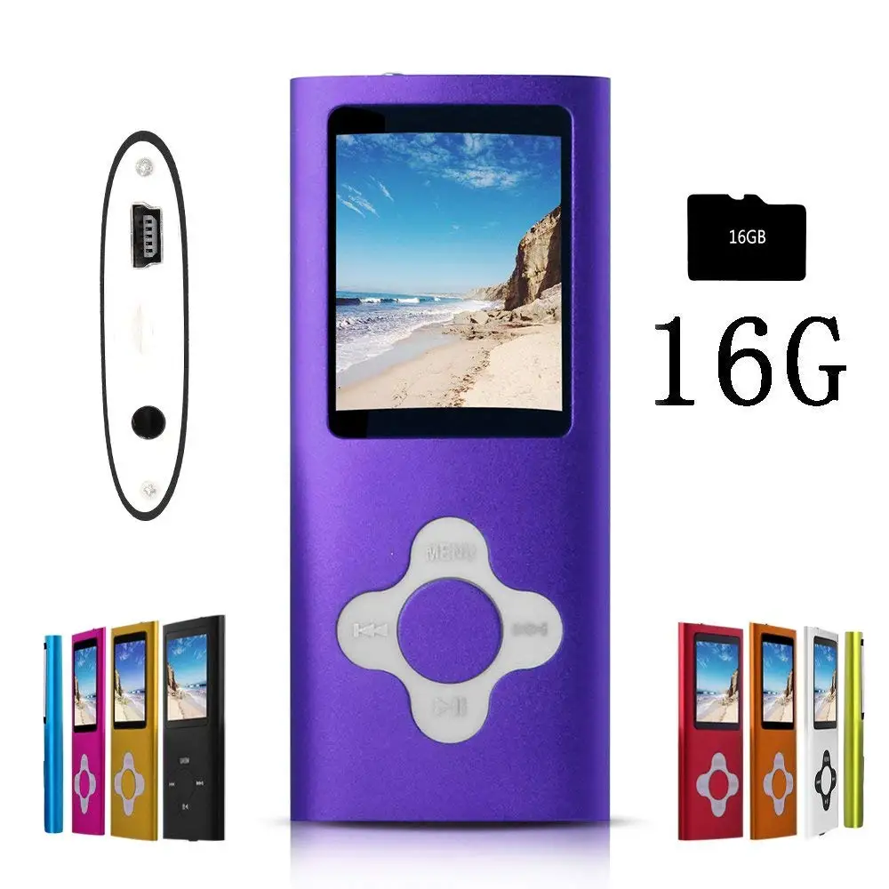 Get Quotations · G.G.Martinsen Purple Stylish MP3/MP4 Player with a 16GB  Micro SD card, Support
