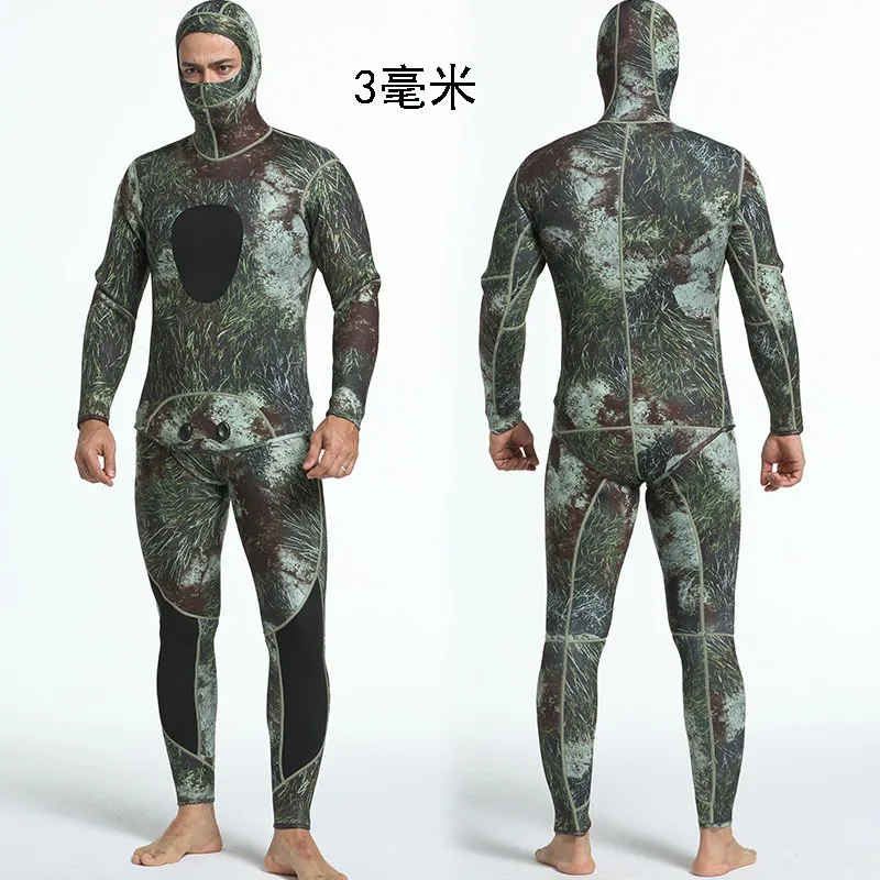 Spearfishing Equipment Two-piece Camo Wetsuit With Hood - Buy Diving ...