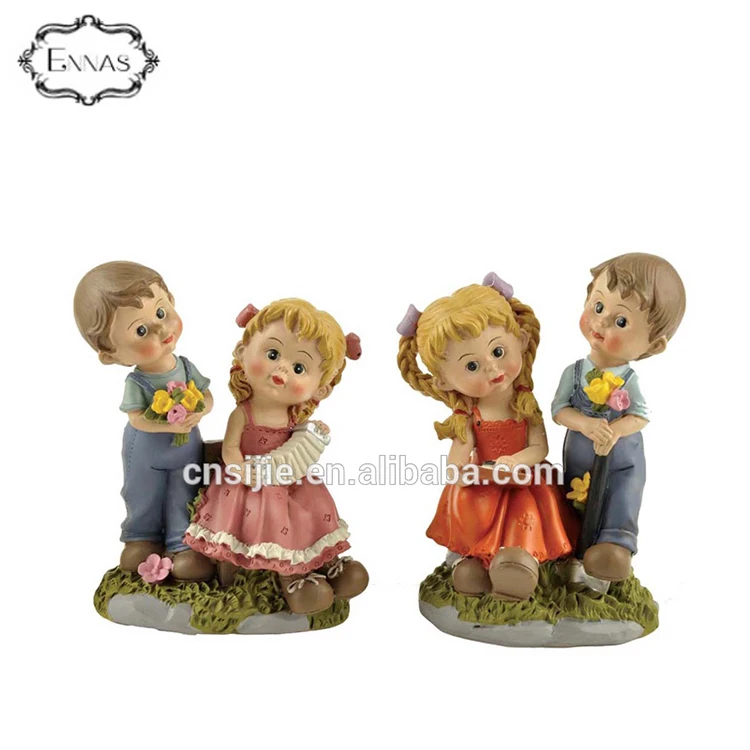 Polyresin Boy and Girl Crafts For Garden Decoration