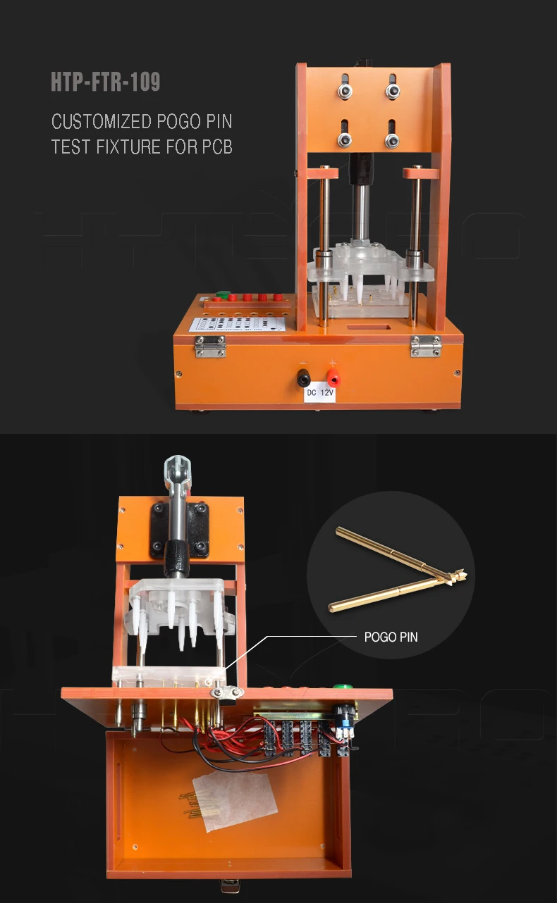 Hytepro pogo pin test probe pcb circuit board test jig fixture design