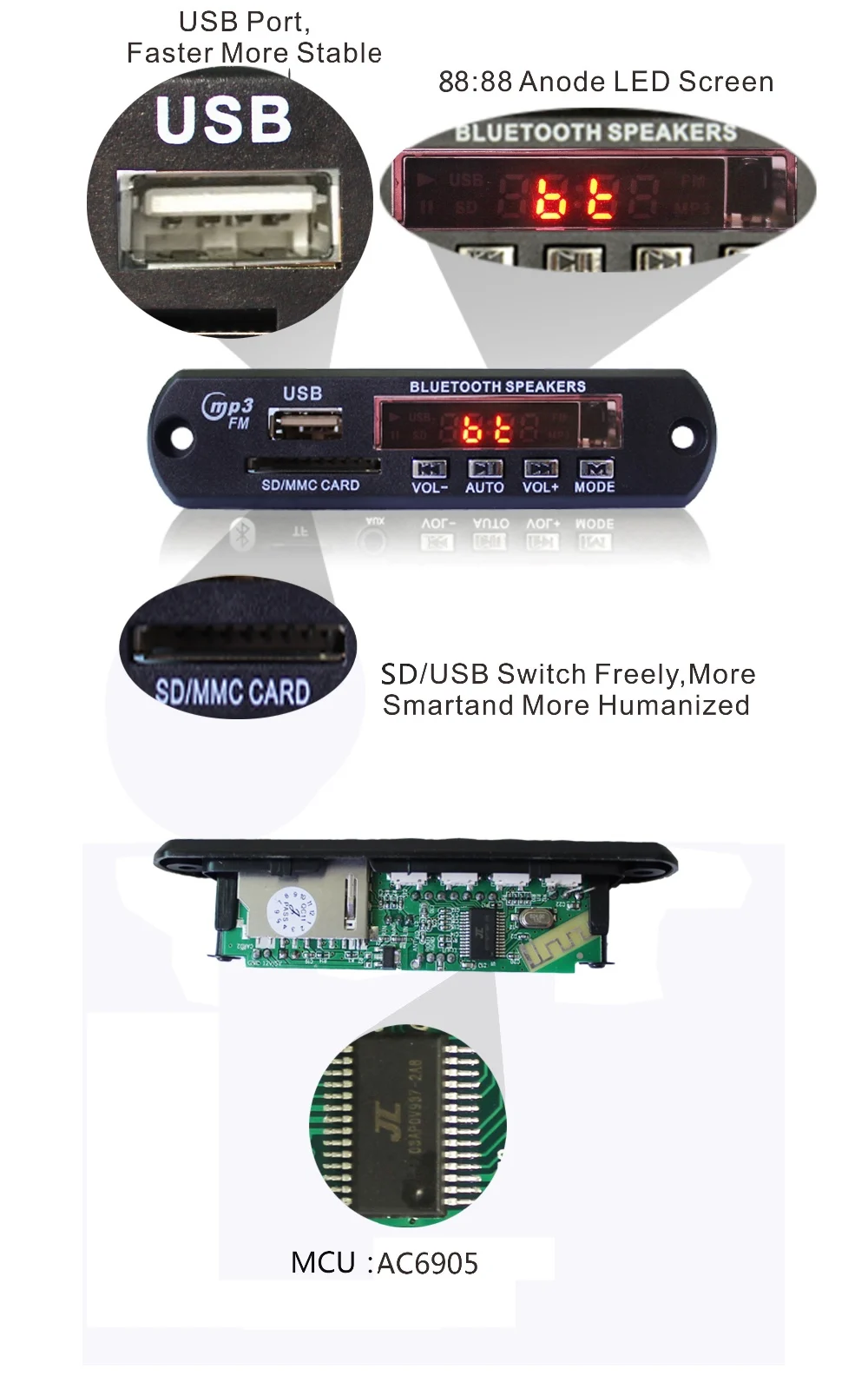 Car Audio Usb Mp3 Player Circuit,Wireless Bt 5v 12v Audio Board Buy
