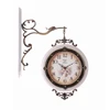 antique design wooden 2 sided wall clock